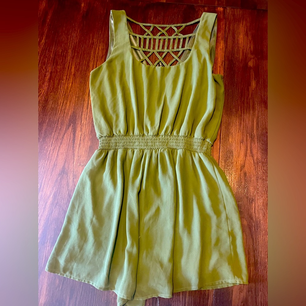Want and Need Green Romper with Cutout Back Detail. | Size XL